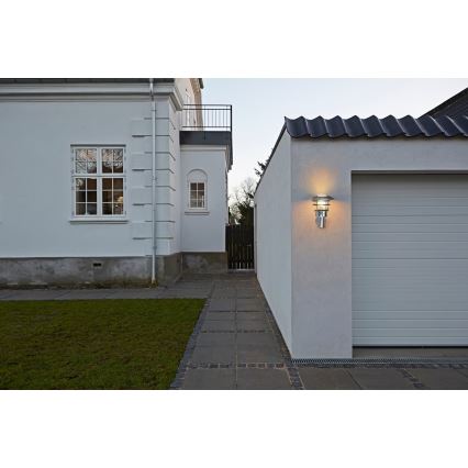 Nordlux - Vägglampa för utomhusbruk LONSTRUP 1xE27/60W/230V IP44 silver