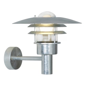 Nordlux - Vägglampa för utomhusbruk LONSTRUP 1xE27/60W/230V IP44 silver
