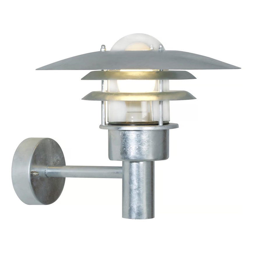 Nordlux - Vägglampa för utomhusbruk LONSTRUP 1xE27/60W/230V IP44 silver