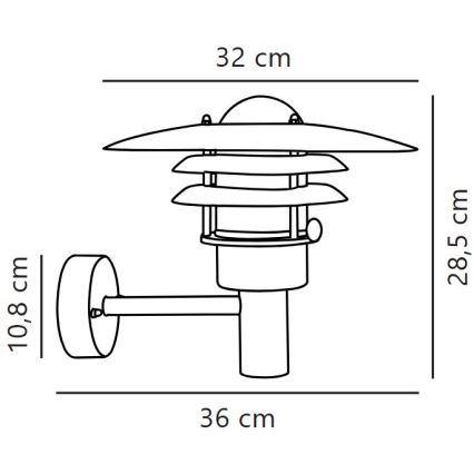 Nordlux - Vägglampa för utomhusbruk LONSTRUP 1xE27/60W/230V IP44 silver