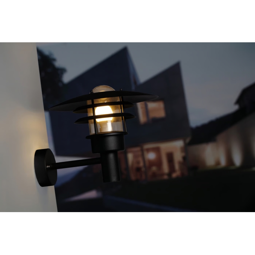 Nordlux - Vägglampa för utomhusbruk LONSTRUP 1xE27/60W/230V IP44 svart