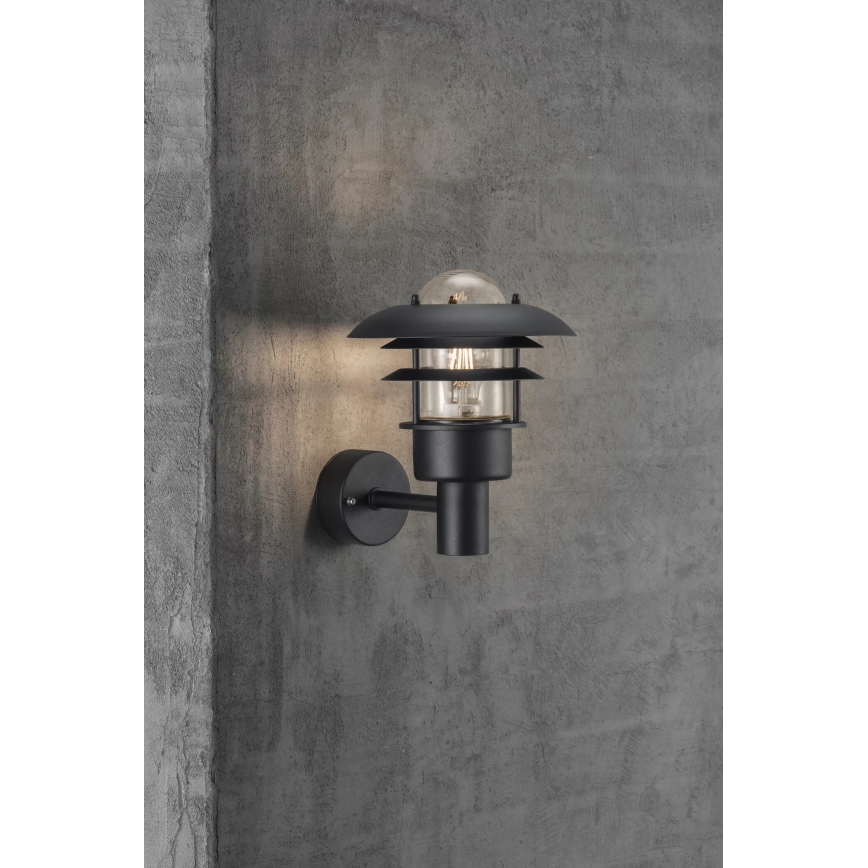Nordlux - Vägglampa för utomhusbruk LONSTRUP 1xE27/60W/230V IP44 svart