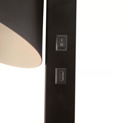Nordlux - Vägglampa med USB WILMER 1xE14/40W/230V svart