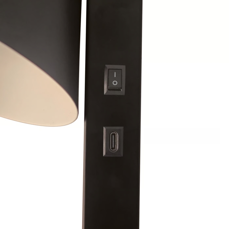 Nordlux - Vägglampa med USB WILMER 1xE14/40W/230V svart