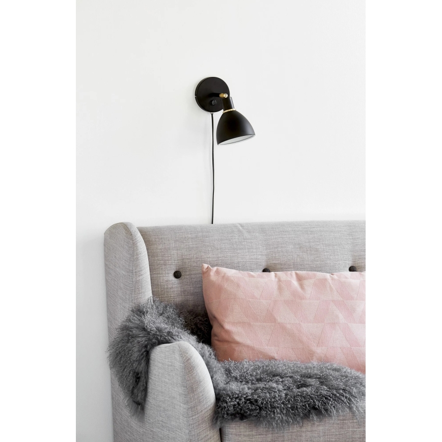 Nordlux - Vägglampa RAY 1xE14/25W/230V svart