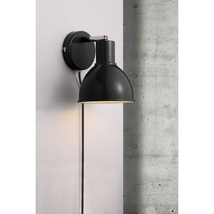 Nordlux - Väggspotlight POP 1xE27/18W/230V svart/skinande krom