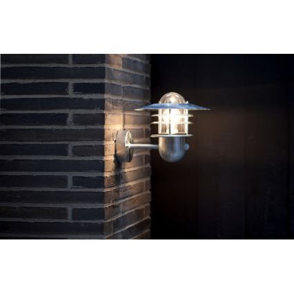 Nordlux - Utomhusvägglampa AGGER med sensor 1xE27/60W/230V IP54 silver