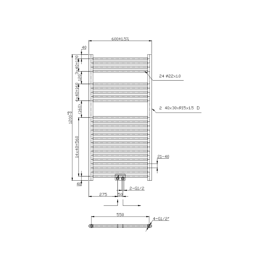 Novaservis - Badrumshanddukstork 644W/230V 120x60 cm svart rak