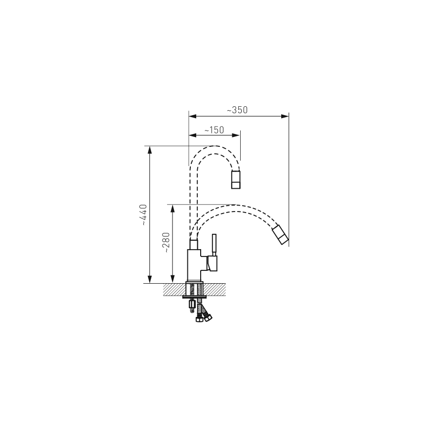 Novaservis - Vaskkran med flexibel arm skinande krom/beige