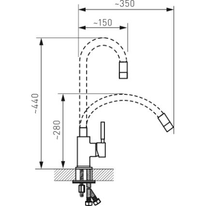 Novaservis - Vaskkran med flexibel arm skinande krom/grå