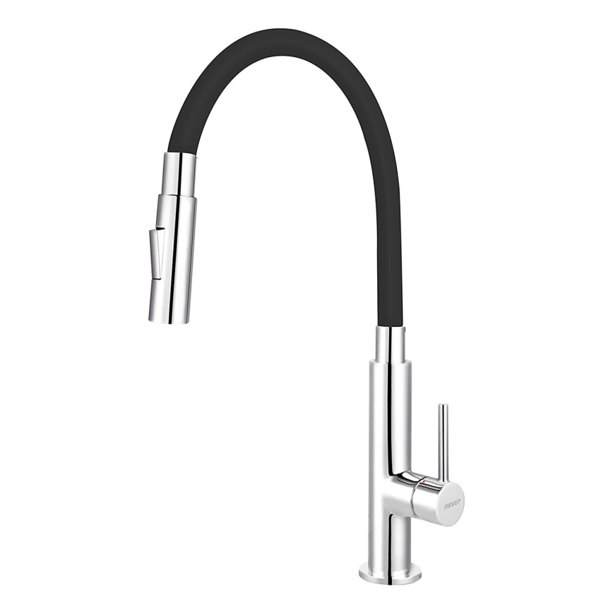 Novaservis - Vaskkran med flexibel arm skinande krom/svart