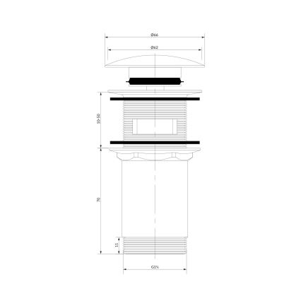 OMNIRES A706BM - Tvättställsavlopp CLICK-CLACK diameter 6,6 cm matt vit