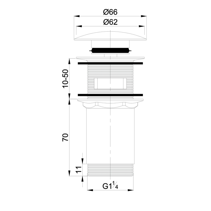 OMNIRES A706BP - Tvättställsavlopp CLICK-CLACK diameter 6,6 cm glänsande vit