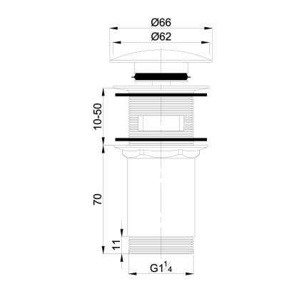 OMNIRES A706CR - Tvättställsavlopp CLICK-CLACK diameter 6,6 cm skinande krom