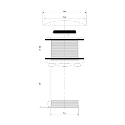 OMNIRES A716BL - Tvättställsventil CLICK-CLACK Ø 6,6 cm halvblank svart