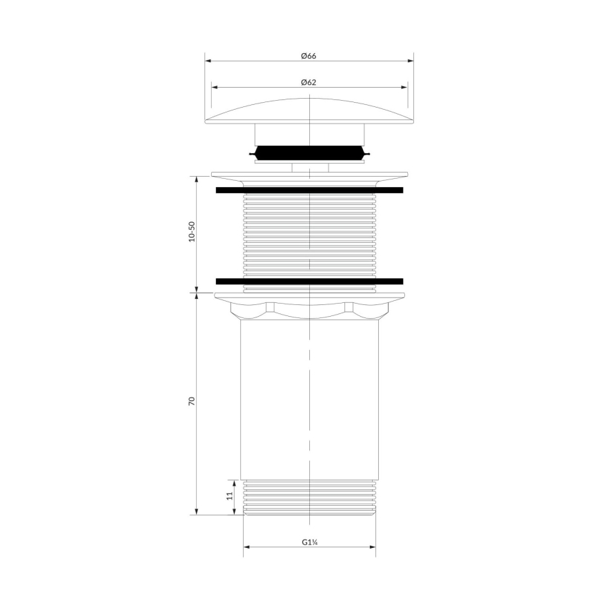 OMNIRES A716BL - Tvättställsventil CLICK-CLACK Ø 6,6 cm halvblank svart