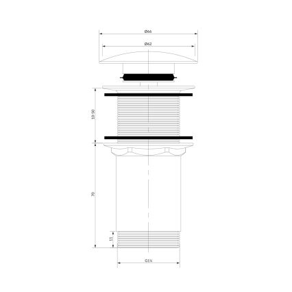 OMNIRES A716BP - Tvättställsventil CLICK-CLACK Ø 6,6 cm blank vit