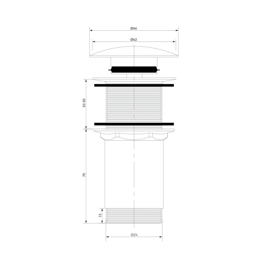 OMNIRES A716BP - Tvättställsventil CLICK-CLACK Ø 6,6 cm blank vit