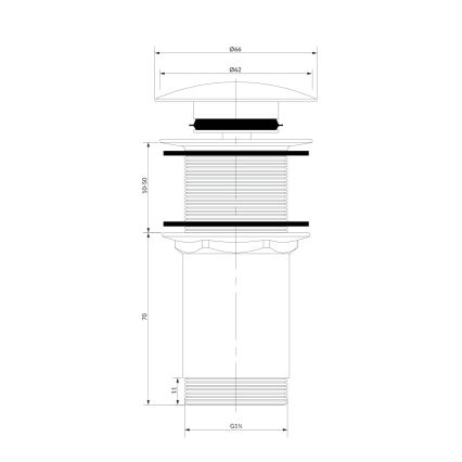 OMNIRES A716BR - Tvättställsventil CLICK-CLACK Ø 6,6 cm borstad antikbrons