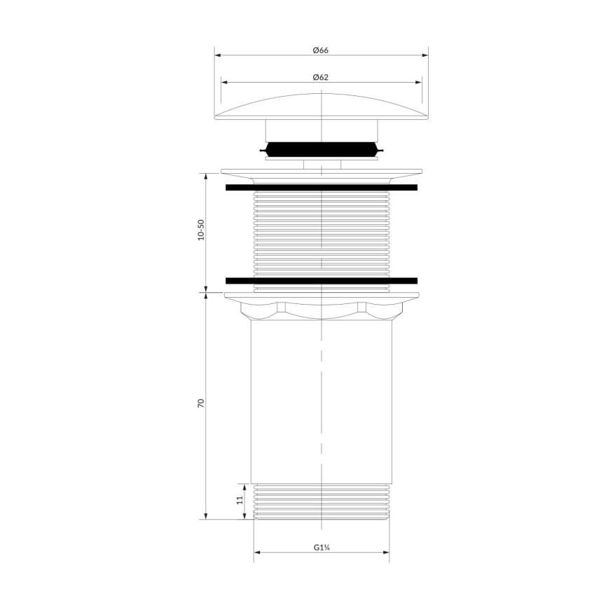 OMNIRES A716CP - Tvättställsavlopp CLICK-CLACK diameter 6,6 cm glansig koppar