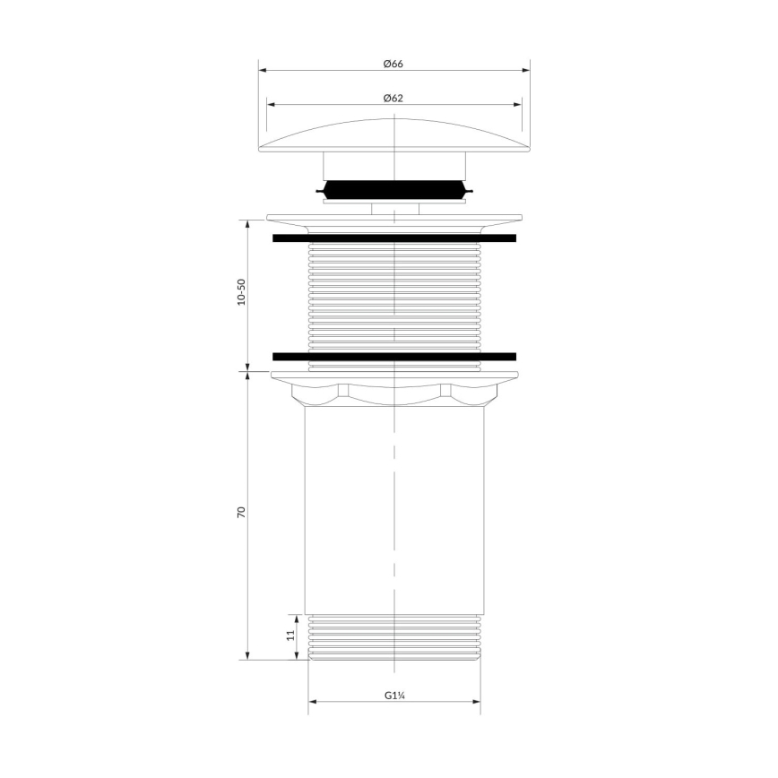 OMNIRES A716CR - Tvättställsavlopp CLICK-CLACK diameter 6,6 cm skinande krom