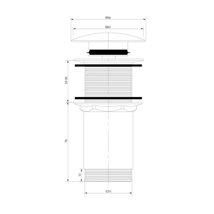 OMNIRES A716CR - Tvättställsbottenventil CLICK-CLACK Ø 6,6 cm blank krom
