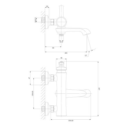 OMNIRES AM5230CR - Kran till badkar ARMANCE skinande krom