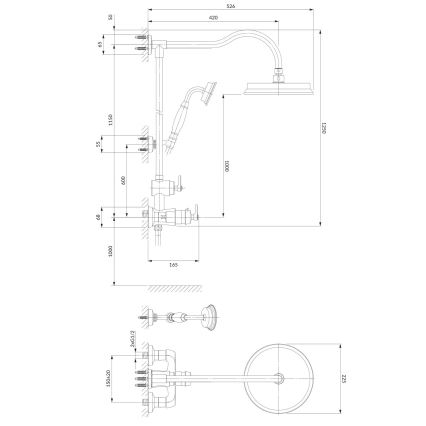 OMNIRES AM5244/6CR - Duschset med termostatblandare ARMANCE i blank krom
