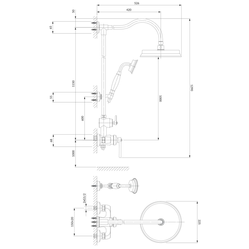 OMNIRES AM5244CR - Dusch med kran ARMANCE skinande krom