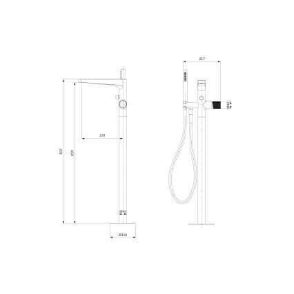OMNIRES CT8033CR - Fristående Badutrustning med kran CONTOUR skinande krom