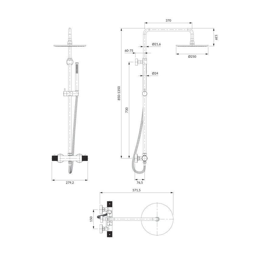 OMNIRES CT8044CR - Dusch set med termostatkran CONTOUR skinande krom