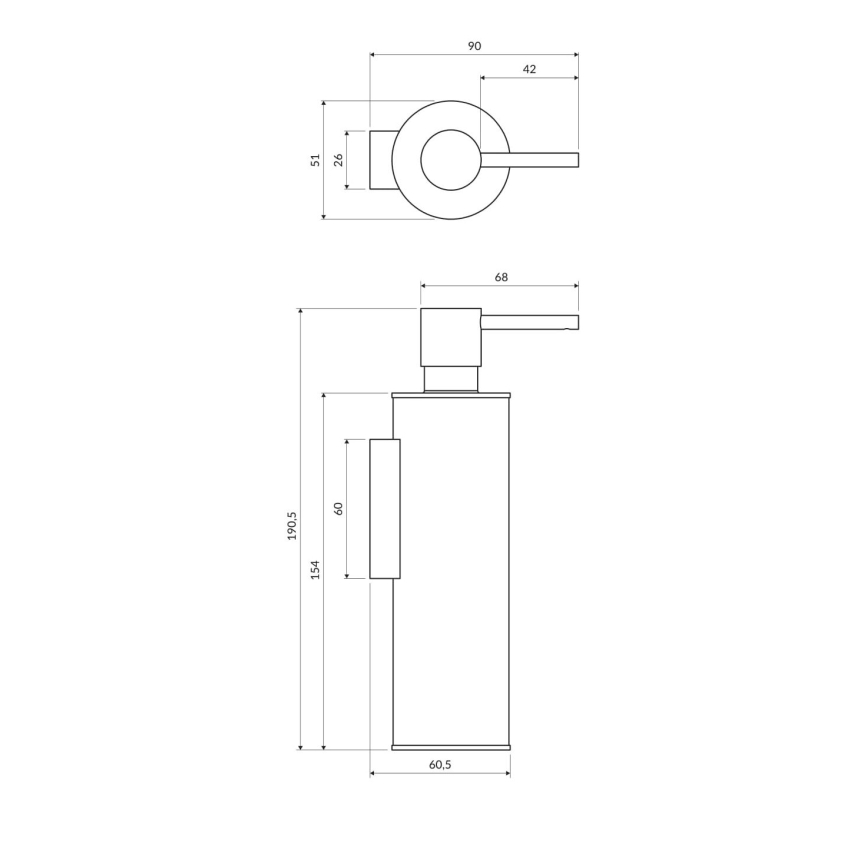 OMNIRES MP60721BL - Tvålpump för vägg MODERN PROJECT 150 ml matt svart