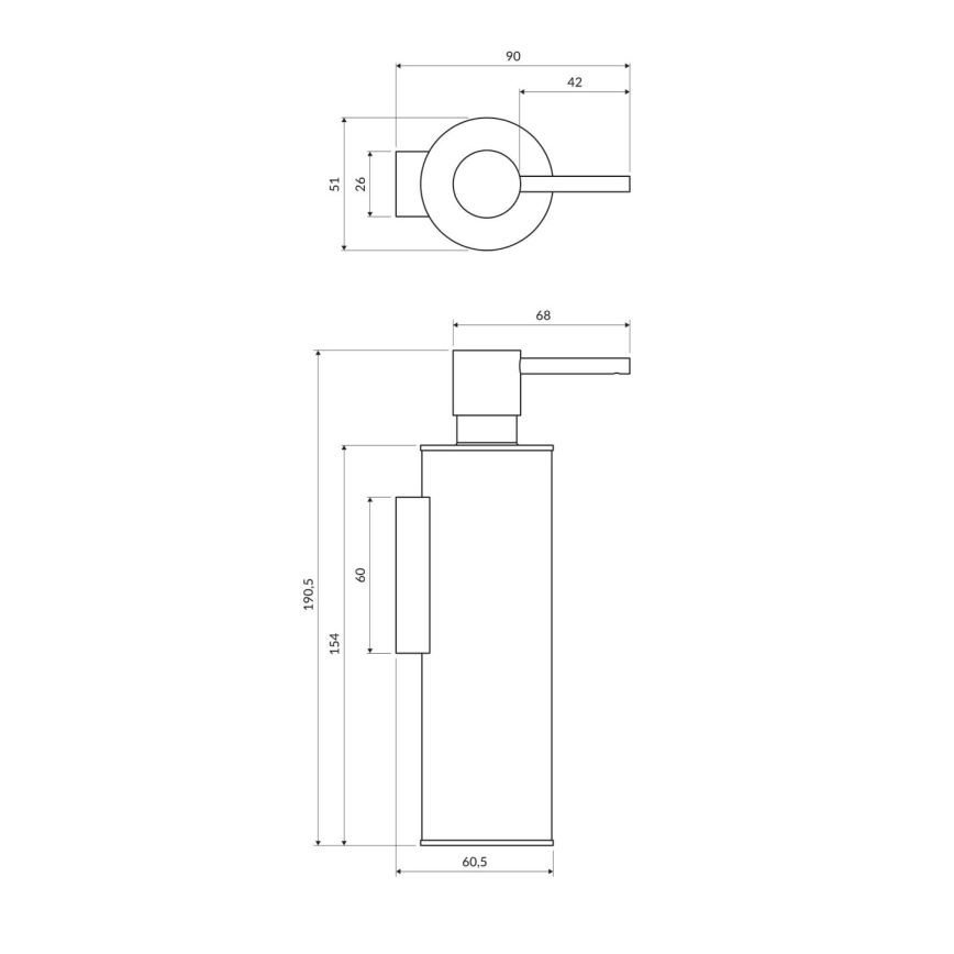 OMNIRES MP60721CR - Tvålpump för vägg MODERN PROJECT 150 ml skinande krom