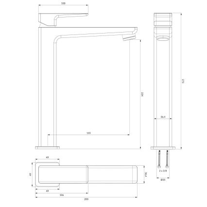 OMNIRES PM7412BL - Kran till handfat PARMA 27,3 cm matt svart