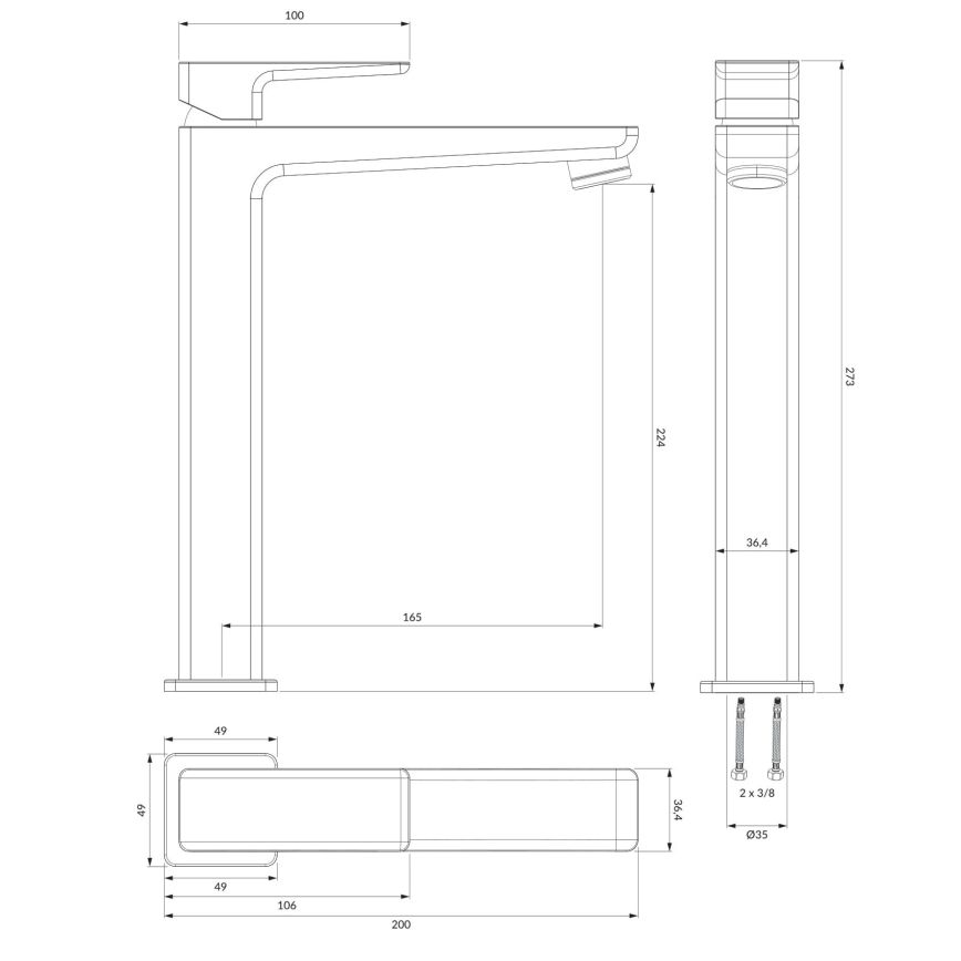 OMNIRES PM7412BL - Kran till handfat PARMA 27,3 cm matt svart