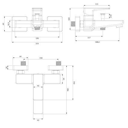 OMNIRES PM7430CR - Kran till badkar PARMA skinande krom