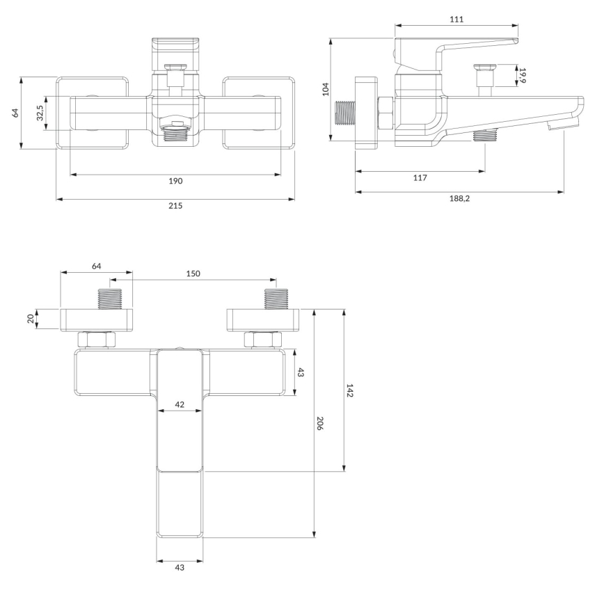 OMNIRES PM7430CR - Kran till badkar PARMA skinande krom
