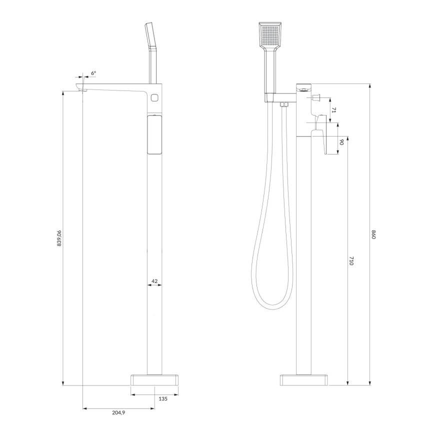 OMNIRES PM7433CR - Fristående Badutrustning med kran PARMA skinande krom