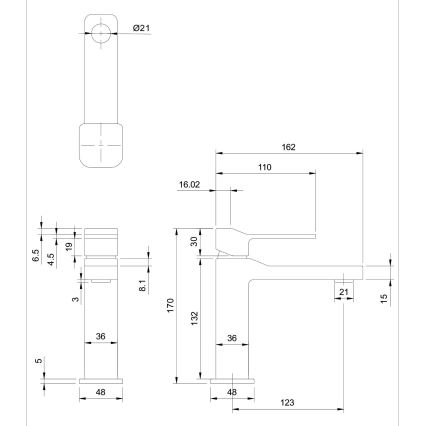 OMNIRES SL7710CR - Kran till handfat SLIDE 17 cm skinande krom