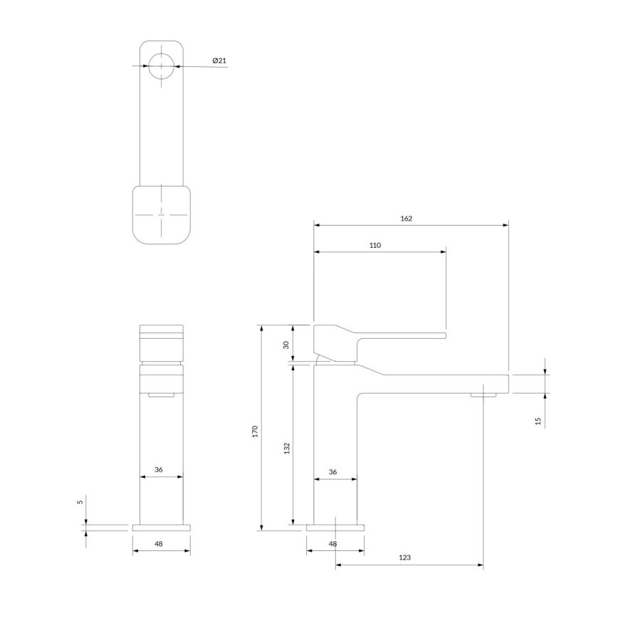 OMNIRES SL7710GR - Kran till handfat SLIDE 17 cm borstad grafit