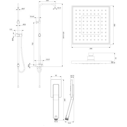 OMNIRES SYSJIMJIMBL - Dusch set JIMJIM matt svart