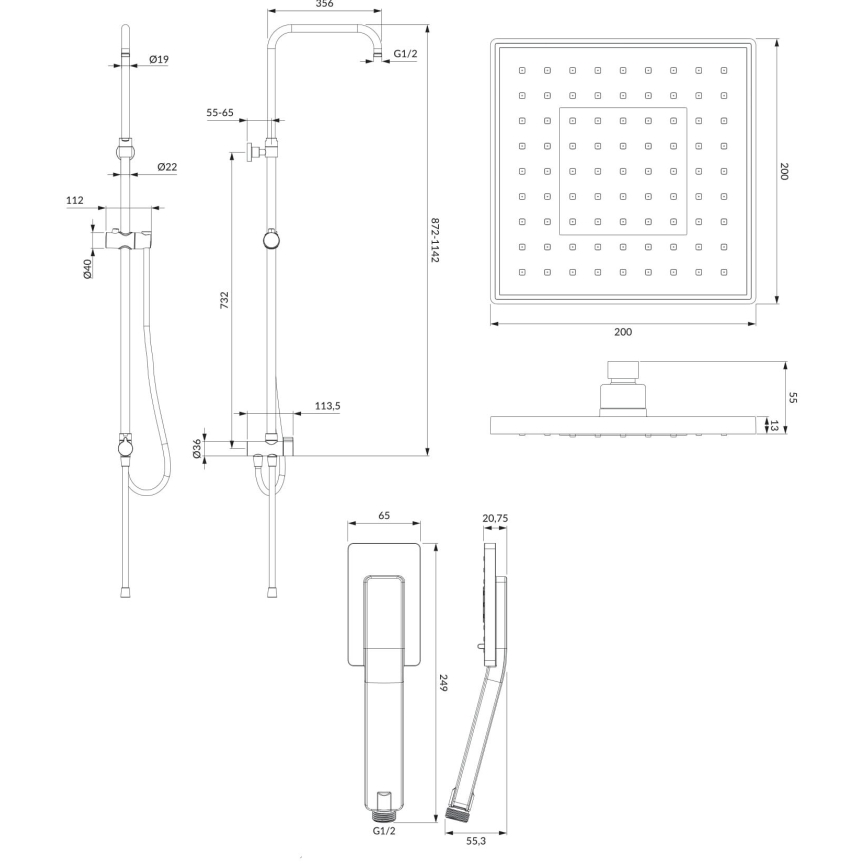 OMNIRES SYSJIMJIMBL - Dusch set JIMJIM matt svart