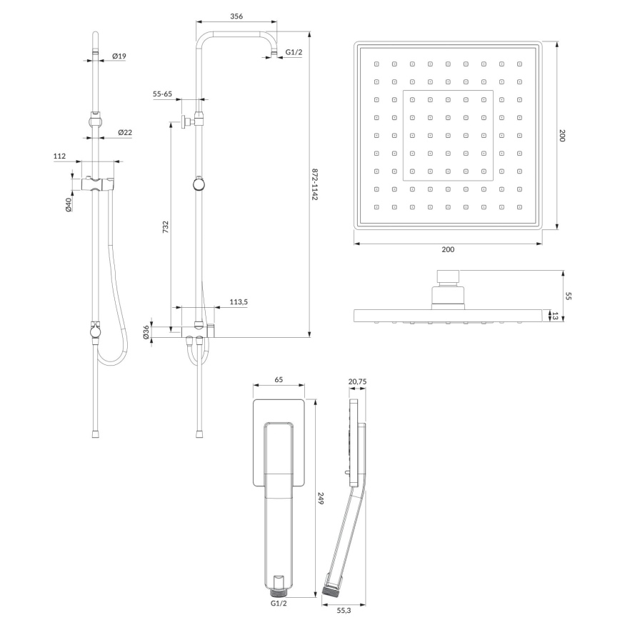 OMNIRES SYSJIMJIMCR - Dusch set JIMJIM skinande krom