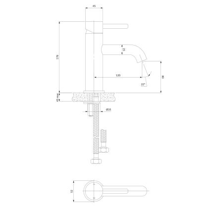 OMNIRES Y1210STCR - Kran till handfat Y 17,8 cm skinande krom