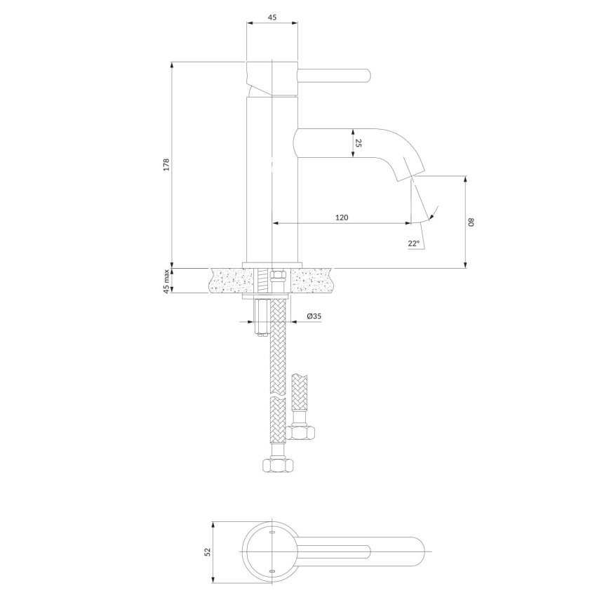 OMNIRES Y1210STCR - Kran till handfat Y 17,8 cm skinande krom