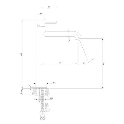 OMNIRES Y1212CR - Kran till handfat Y 30,8 cm skinande krom