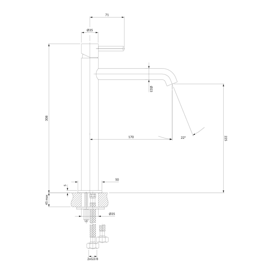 OMNIRES Y1212CR - Kran till handfat Y 30,8 cm skinande krom