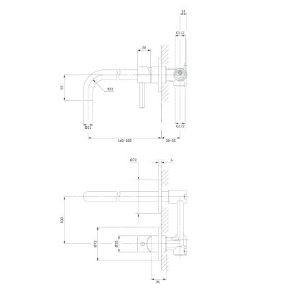 OMNIRES Y1215HCR - Tvättställsblandare för infällnad, Y blank krom