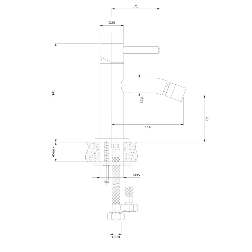 OMNIRES Y1220GLB - Kran till bidé Y 14,5 cm mark guld