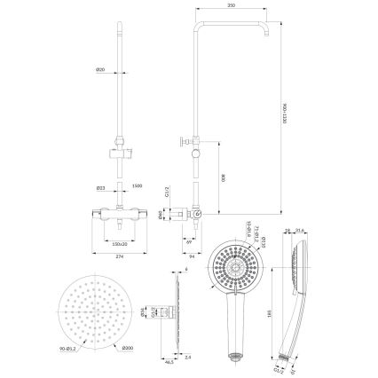 OMNIRES Y1244X/6CR - Dusch set med termostatkran Y skinande krom